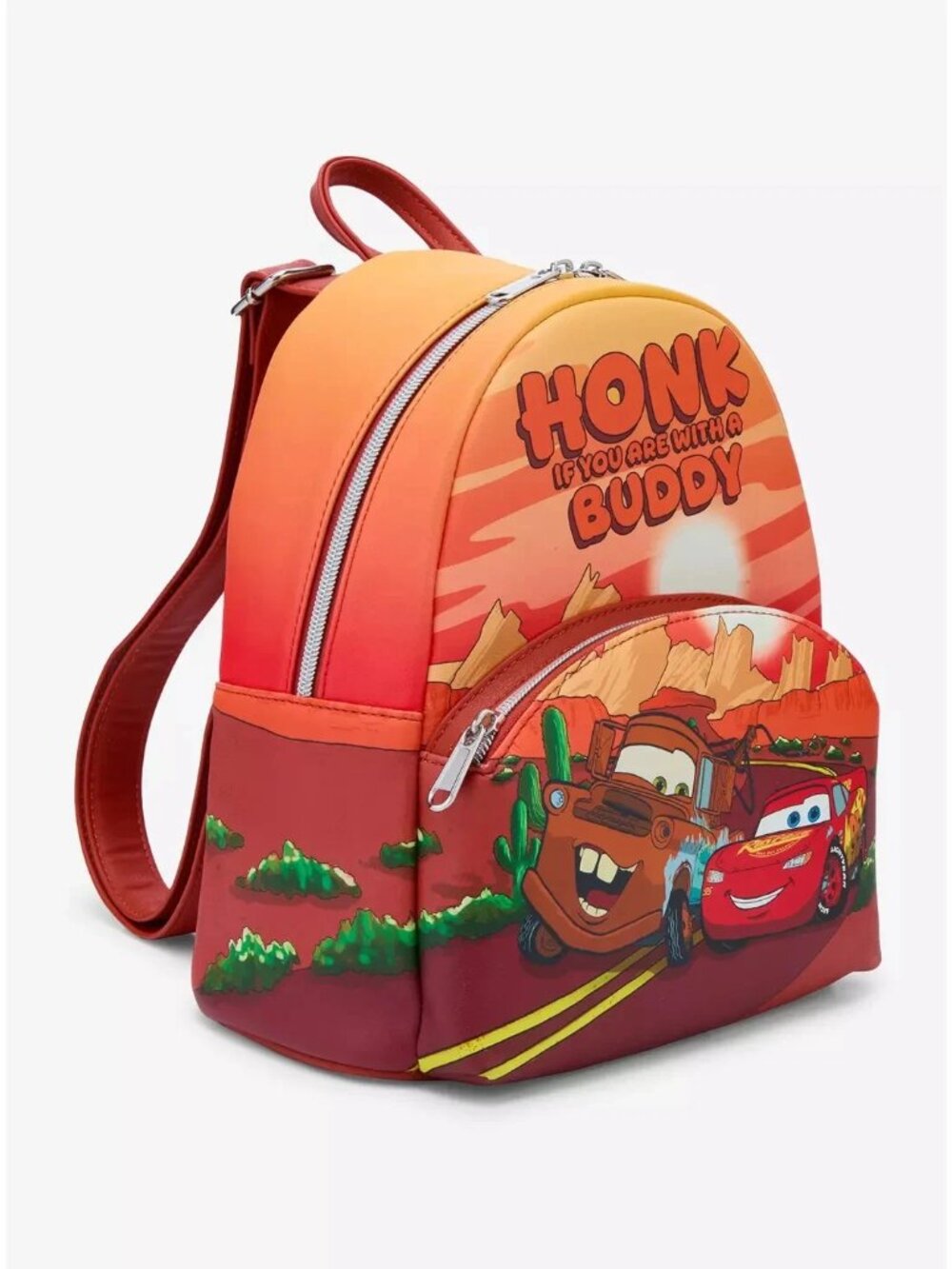 Loungefly Disney Pixar Cars Mini Backpack Lightning McQueen Mater Duo Bag - Picture 2 of 4